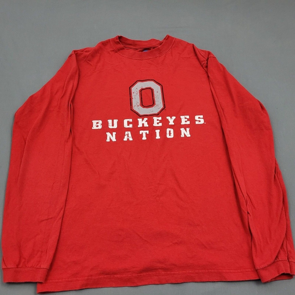 OSU Ohio State Buckeyes Nation NCAA Shirt Womens Small Long Sleeve Crew Neck Red